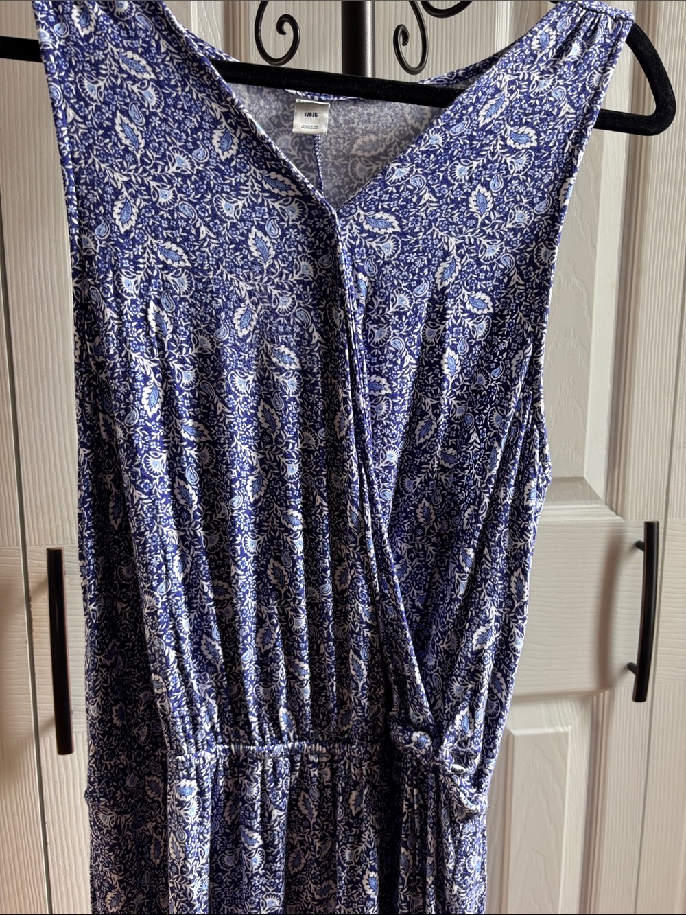 Old Navy Sleeveless Blue & White Coastal Maxi Dress V-Neck Hi-Lo Hem Large - Picture 4 of 5